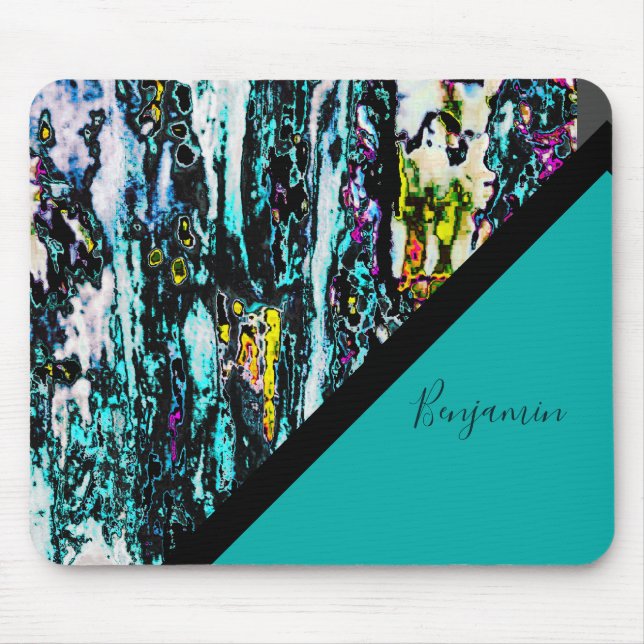 colourful + black chic cool marble mouse pad (Front)