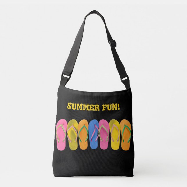 Colourful Black Crossbody Tote Bag  (Front)