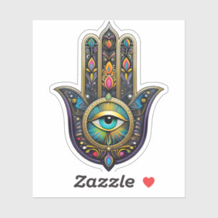 Colourful Black Gold Hamsa w/ Turquoise Third Eye