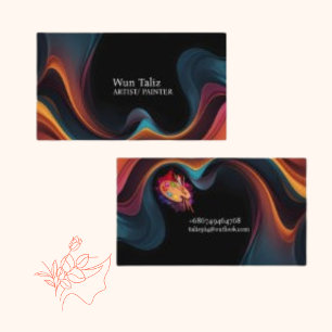  Colourful Black Minimalist Abstract  Artist Business Card