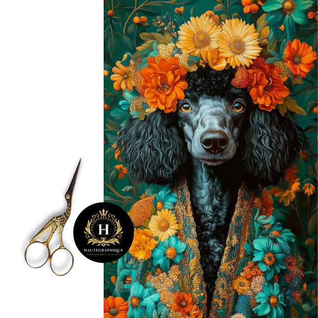 Colourful Black Poodle Portrait Decoupage  Tissue Paper (Creator Uploaded)