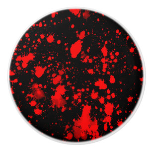 Colourful Black Red Paint Splatter Artistic Splash Ceramic Knob