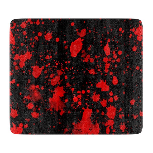 Colourful Black Red Paint Splatter Artistic Splash Cutting Board (Front)
