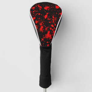 Colourful Black Red Paint Splatter Artistic Splash Golf Head Cover