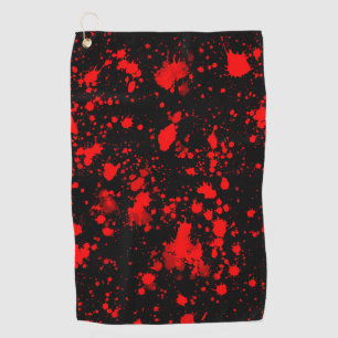 Colourful Black Red Paint Splatter Artistic Splash Golf Towel