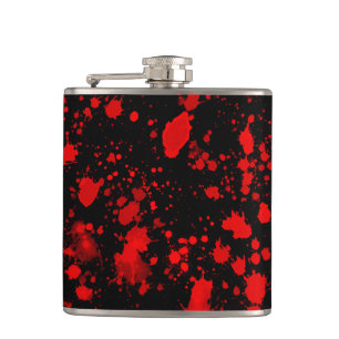 Colourful Black Red Paint Splatter Artistic Splash Hip Flask
