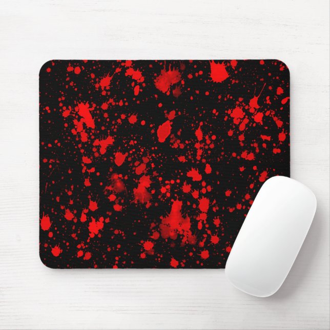 Colourful Black Red Paint Splatter Artistic Splash Mouse Pad (With Mouse)