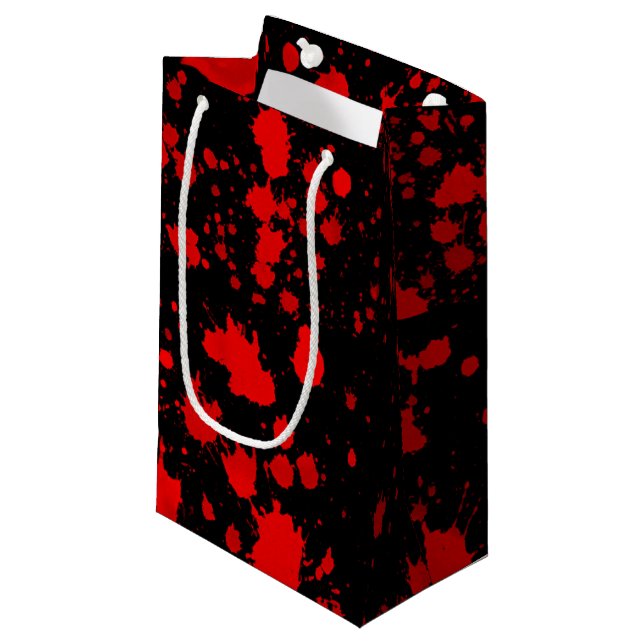 Colourful Black Red Paint Splatter Artistic Splash Small Gift Bag (Front Angled)