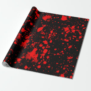 Colourful Black Red Paint Splatter Artistic Splash Wrapping Paper