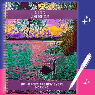 Colourful black swan Christian Bible verse Planne Planner