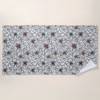 Colourful Black + White Daisies Pattern