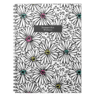 Colourful Black + White Daisies Pattern