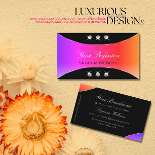 Colourful Black with Silver Decor Sparkly Jewels Business Card
