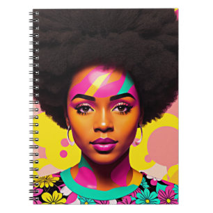 Colourful Black Woman Afro Pop Art Notebook