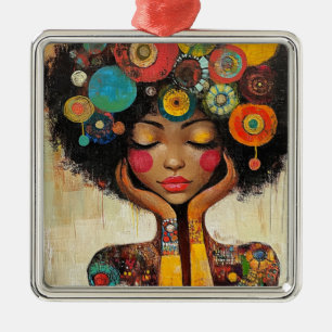 Colourful Black Woman Harmony Metal Tree Decoration