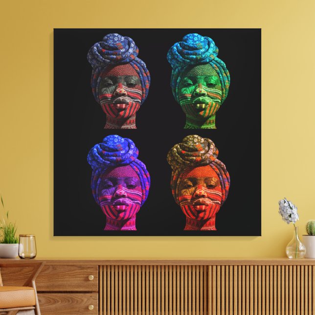 Colourful Black Women Stretched Canvas Print (Insitu(LivingRoom))