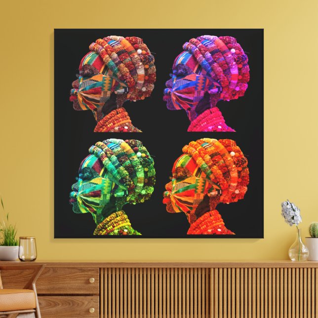 Colourful Black Women Stretched Canvas Print (Insitu(LivingRoom))