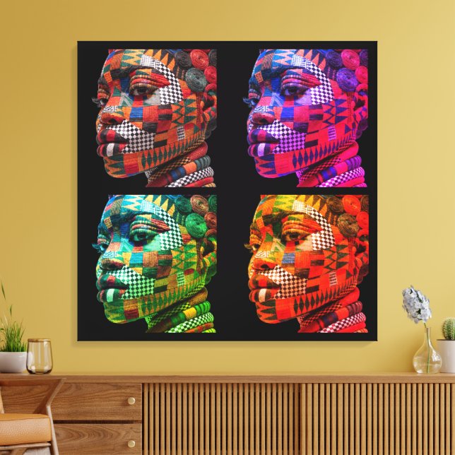 Colourful Black Women Stretched Canvas Print (Insitu(LivingRoom))