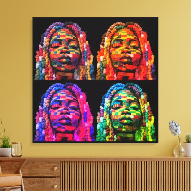 Colourful Black Women Stretched Canvas Print (Insitu(LivingRoom))