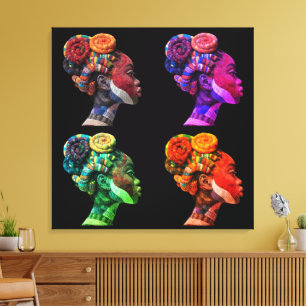 Colourful Black Women Stretched Canvas Print