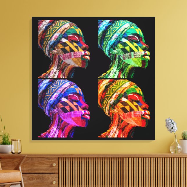 Colourful Black Women Stretched Canvas Print (Insitu(LivingRoom))