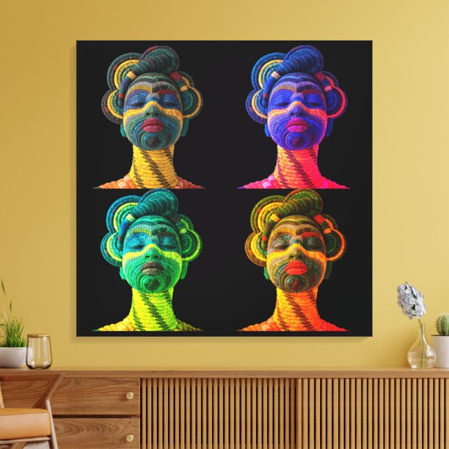 Colourful Black Women Stretched Canvas Print (Insitu(LivingRoom))