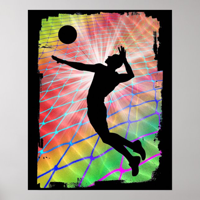 Colourful Blast Beach Volleyball Poster (Front)