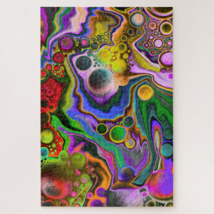 Colourful Blast Fluid Art Digital Pour Painting   Jigsaw Puzzle