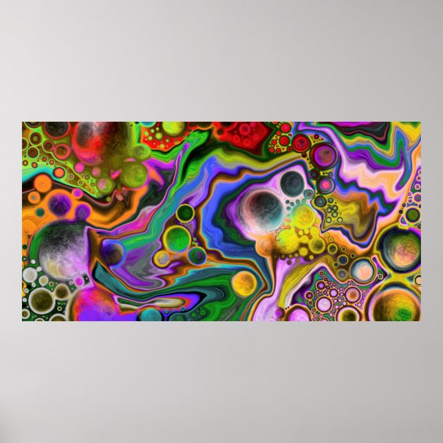 Colourful Blast Fluid Art Digital Pour Painting    Poster (Front)