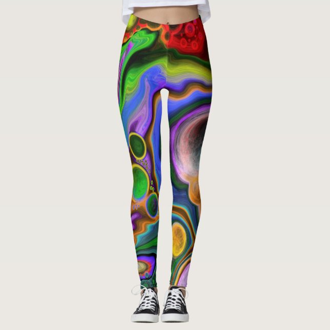 Colourful Blast Fluid Art  Pour Painting   Leggings (Front)