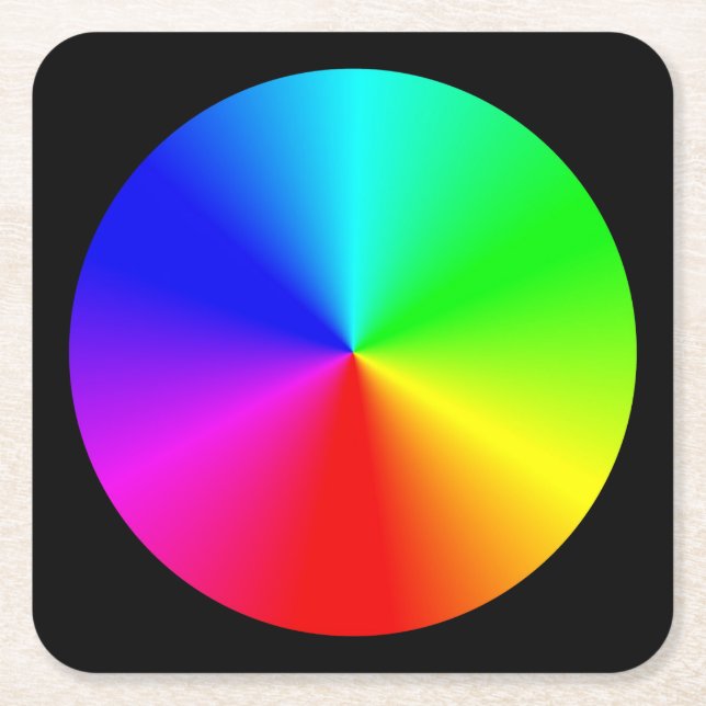 Colourful Blended Colour Wheel Square Paper Coaster (Front)
