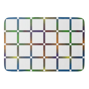 Colourful Blended Rainbow Grid with Negative Space Bath Mat