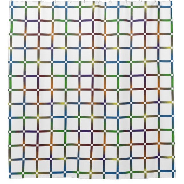 Colourful Blended Rainbow Grid with Negative Space Shower Curtain (Front)