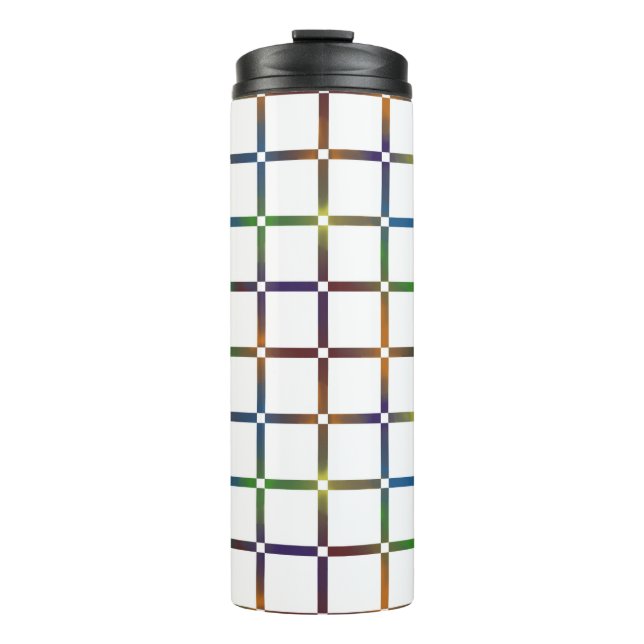 Colourful Blended Rainbow Grid with Negative Space Thermal Tumbler (Front)