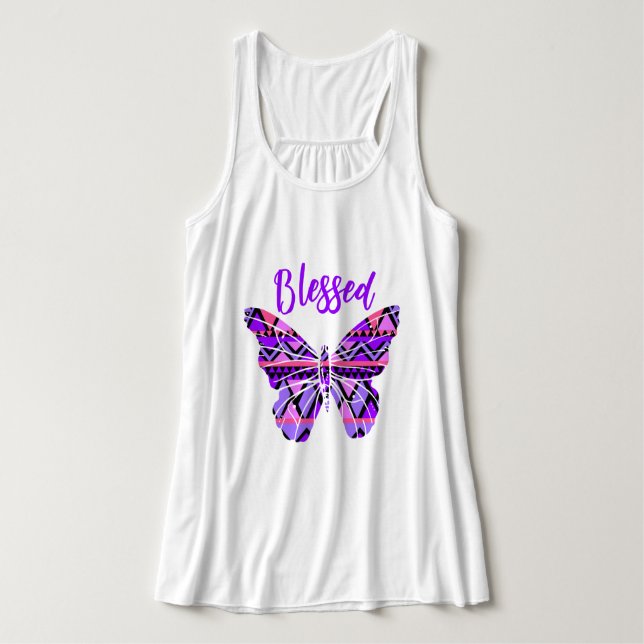 Colourful Blessed Butterfly Tank Top (Design Front)