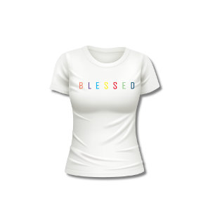 Colourful Blessed Text Christian T-Shirt