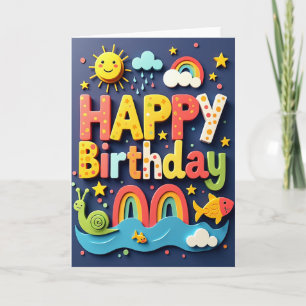 Colourful Block Birthday Card