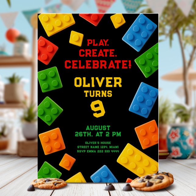 Colourful Block Birthday Party Invitation (Creator Uploaded)