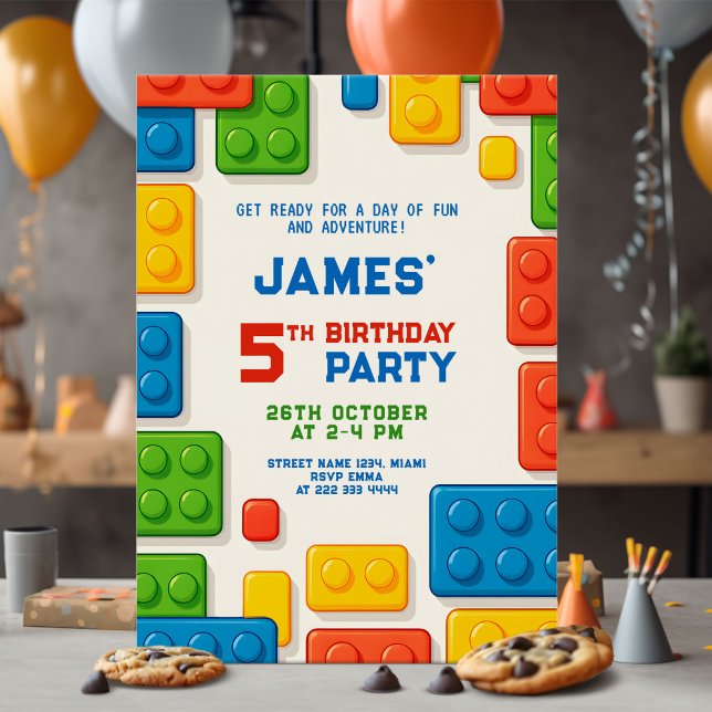 Colourful Block Birthday Party Invitation (Creator Uploaded)