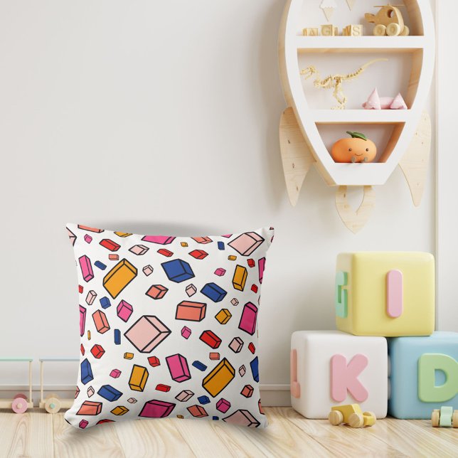 Colourful Block Pattern Drawing Kids Room  Cushion (Creator Uploaded)