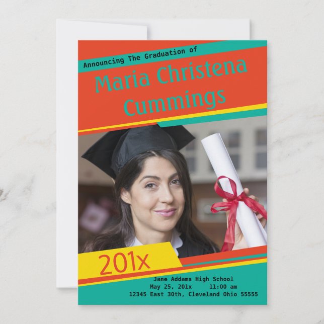 Colourful Blocking Graduate  Announcement (Front)