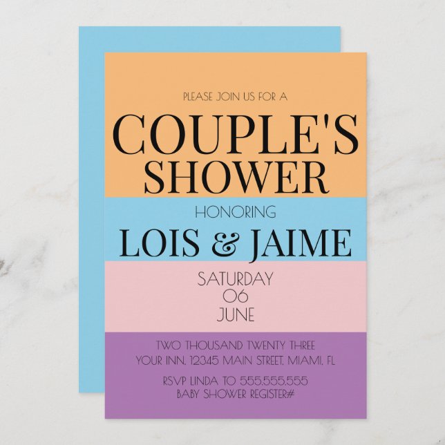Colourful Blocks Bright Couples Baby Shower Invitation (Front/Back)