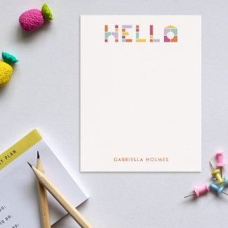 Colourful Blocks Hello Children's Stationery Card