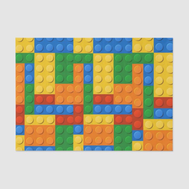 Colourful Blocks Kids Birthday Party Tissue Paper (Front)