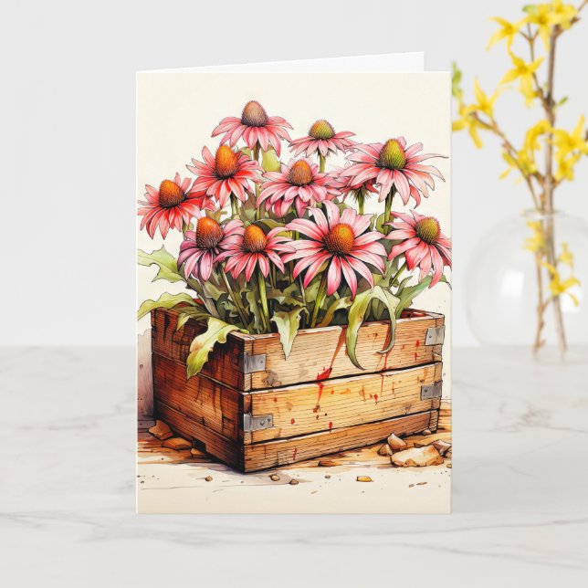 Colourful Blooming Aster Flowers Card (Yellow Flower)