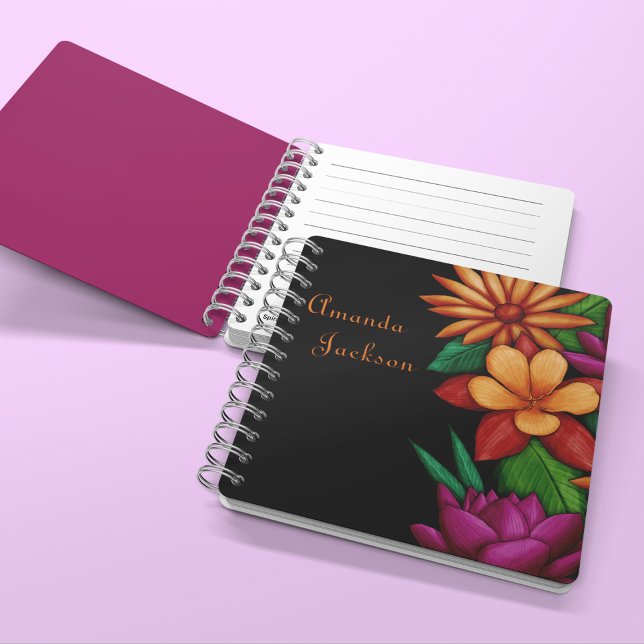 Colourful Blooming Floral Flowers Typography Notebook (Creator Uploaded)