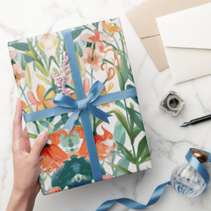 Colourful Blooming Floral Wedding  Wrapping Paper