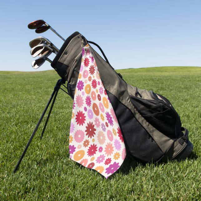 Colourful Blooms Big Pattern Golf Towel (Green)