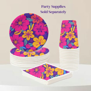 Colourful Blooms-Dopamine Style-Retro Flowers Paper Plate