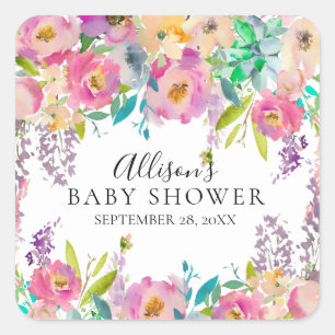 Colourful Blooms Floral Baby Shower Envelope Seal